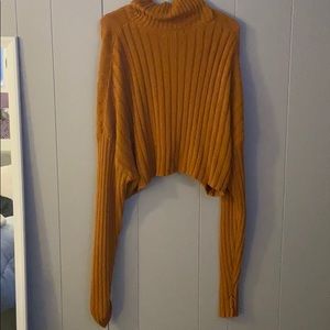 Orange/Brown Turtleneck Cropped Sweater